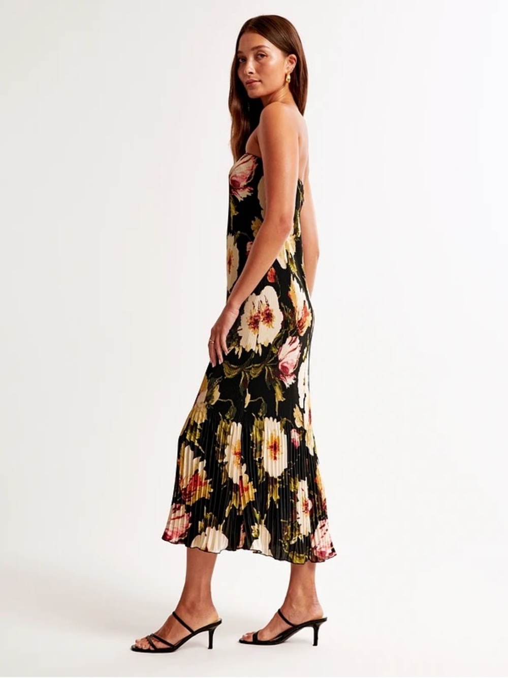NWT Abercrombie & Fitch Giselle Pleat Release Strapless Midi Dress Floral Medium - Picture 2 of 8